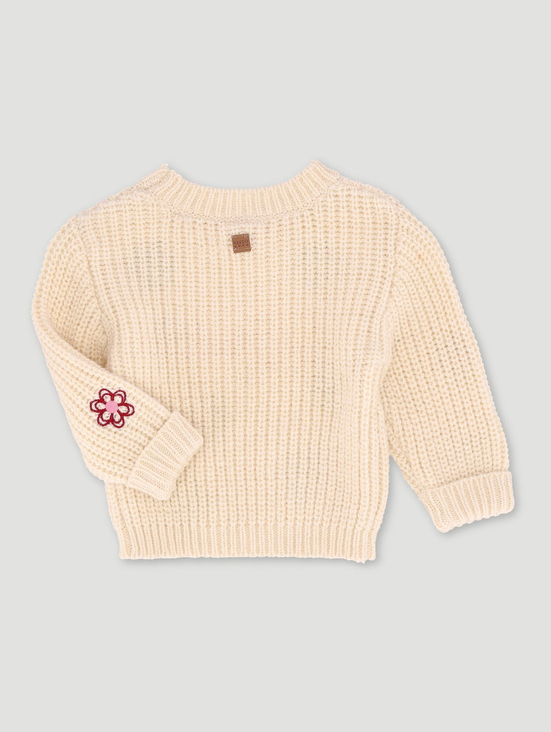 Keedo Baby Girls Flower Embroidery Chunky Knitwear