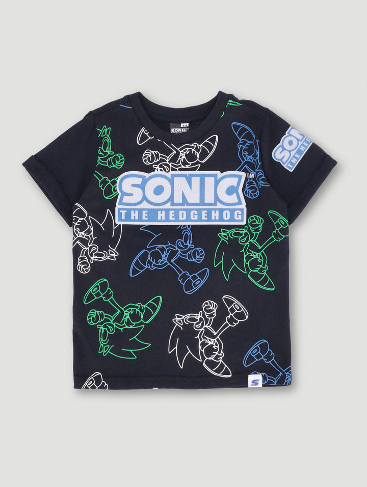 Pre-Boys Sonic Print Tee - Black