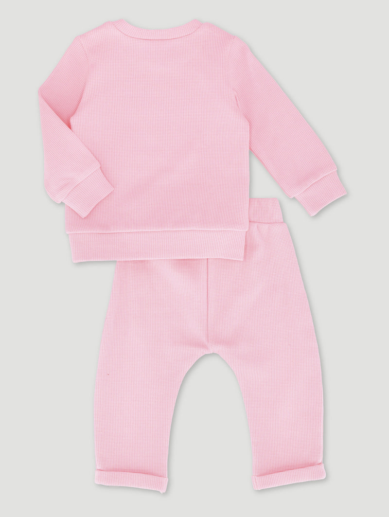 Baby Girls Cute Waffle Set - Dusty Pink