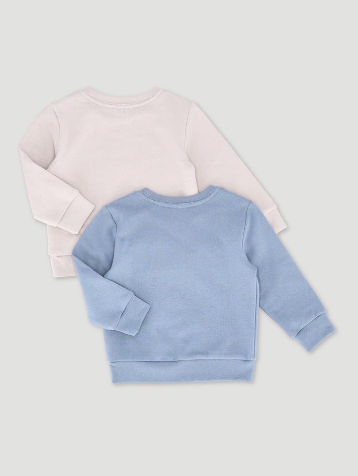 Baby Boys 2 Pack Sweat Tops - Denim Blue/Grey