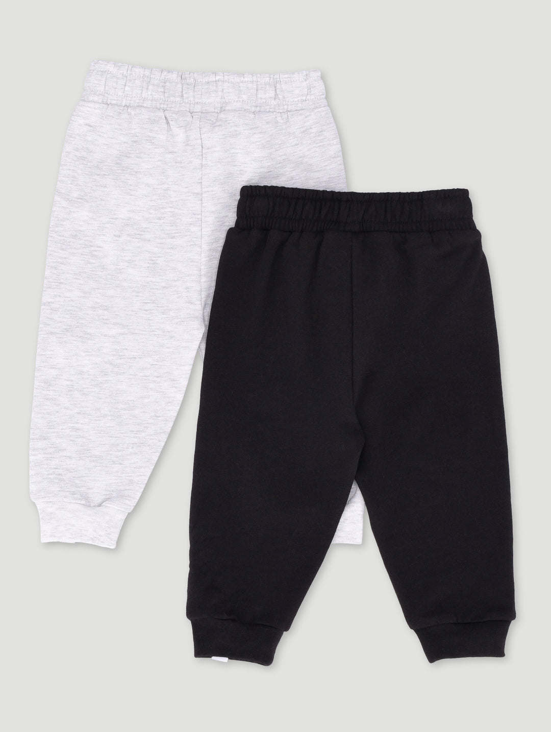 Baby Girls 2 Pack Keep Smiling Colour Block Joggers - Grey Melange/Black