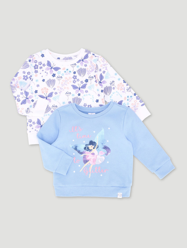 Baby Girls 2 Pack Fairy Sweat Top - Blue