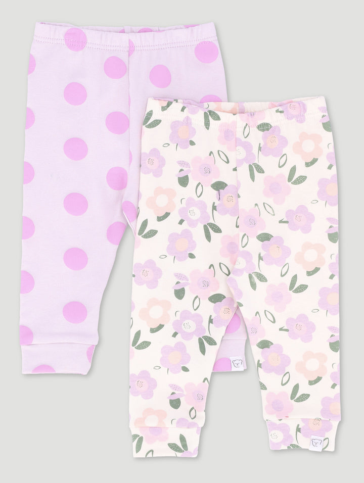 Baby Girls 2 Pack Giraffe Print Legging - Lilac/Grey
