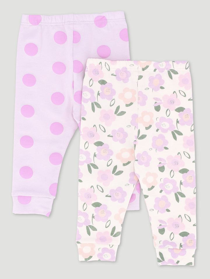 Baby Girls 2 Pack Giraffe Print Legging - Lilac/Grey