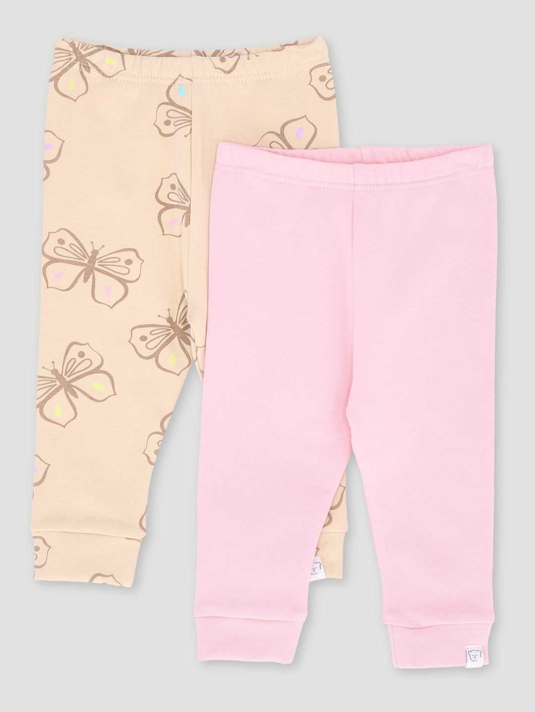 Baby Girls 2 Pack Butterfly Print Legging - Pink/Stone