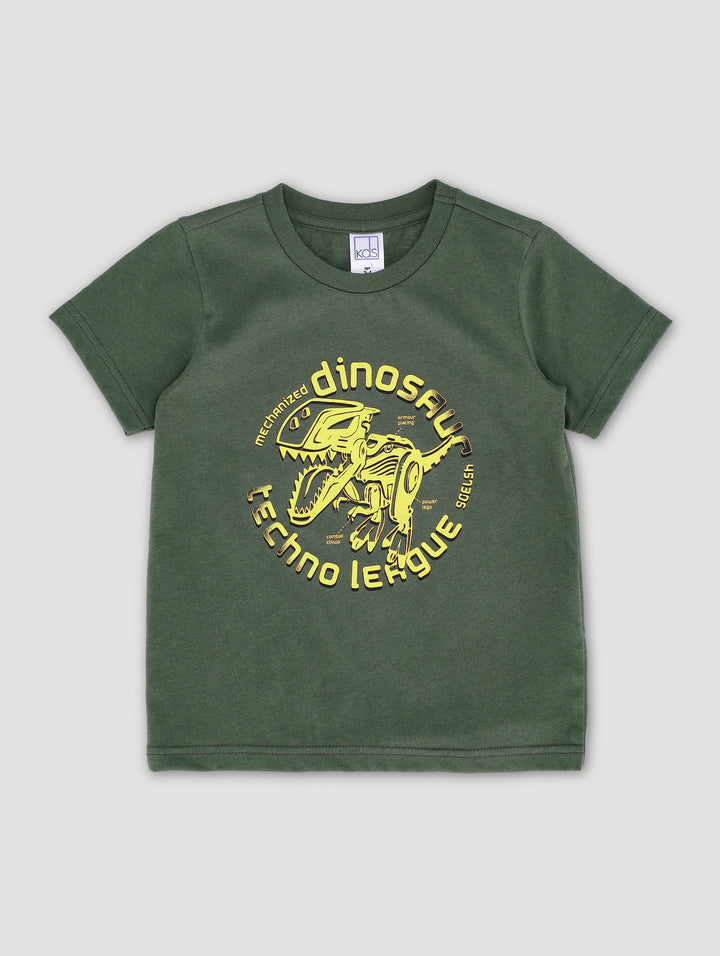 Pre-Boys Techno Dino Tee - Olive