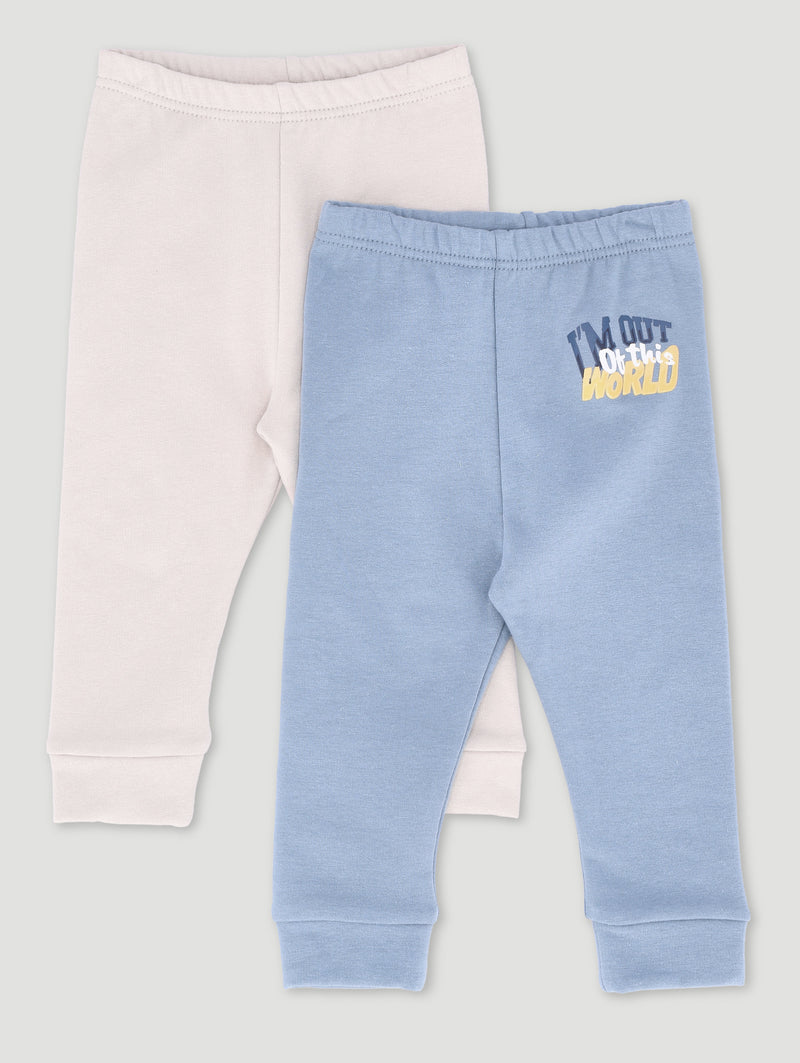 Baby Boys 2 Pack Leggings - Denim Blue/Grey