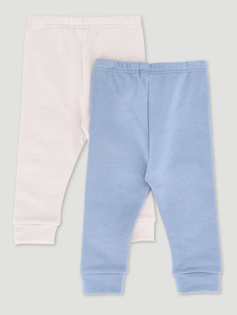 Baby Boys 2 Pack Leggings - Denim Blue/Grey