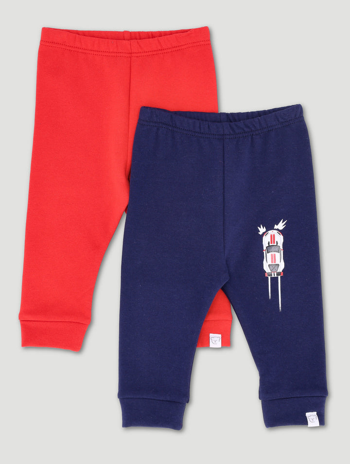 Baby Boys 2 Pack Legging - Red/Navy