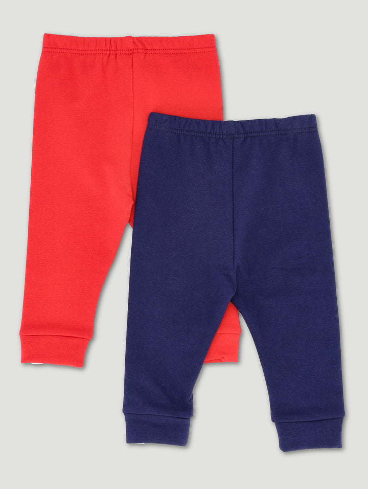 Baby Boys 2 Pack Legging - Red/Navy