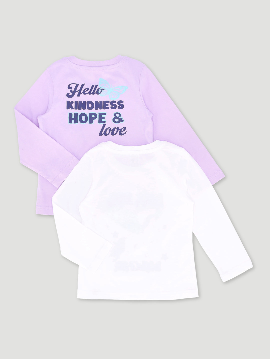 Pre-Girls 2 Pack Long Sleeve Unicorn Tee - White/Lilac