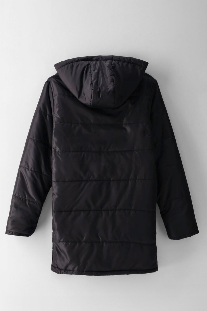 Boys Quilted Parker Jacket - Black