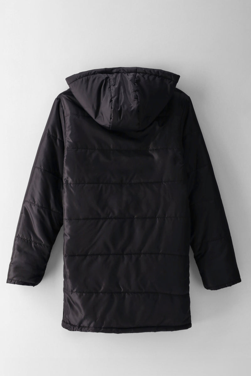 Boys Quilted Parker Jacket - Black
