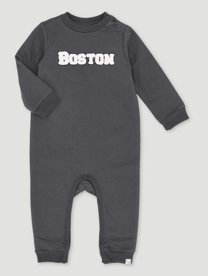 Baby Boys Boston Brushed Sleepsuit - Marble Charcoal