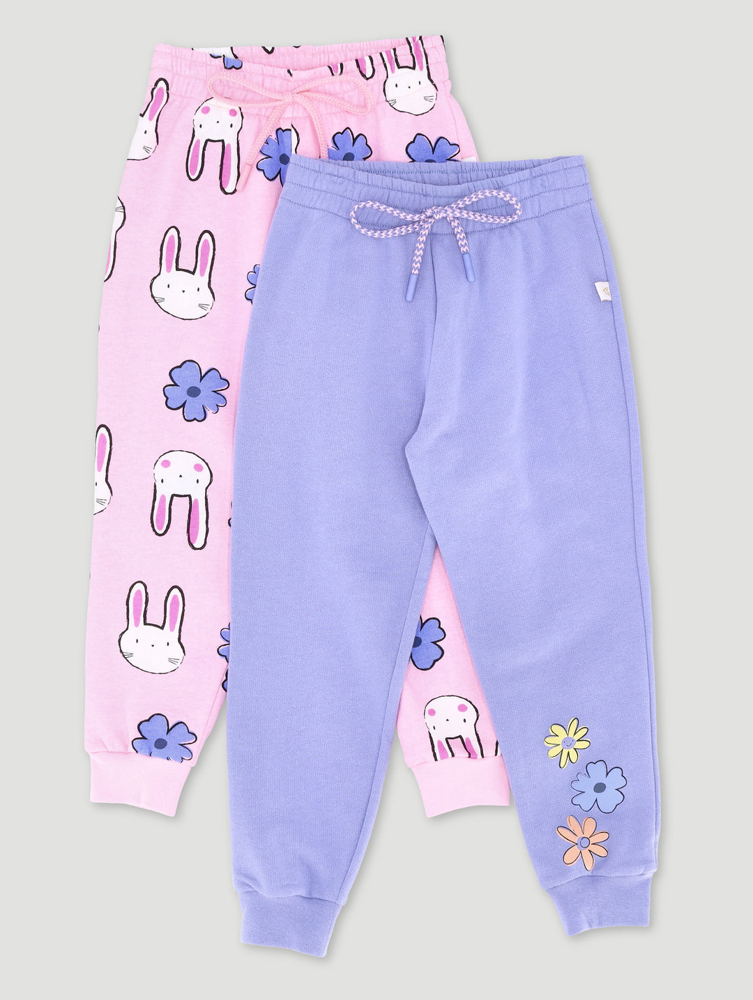 Pre-Girls 2 Pack Bunny Print Jogger - Blue/Pink