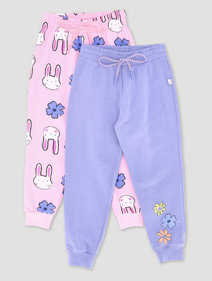 Pre-Girls 2 Pack Bunny Print Jogger - Blue/Pink