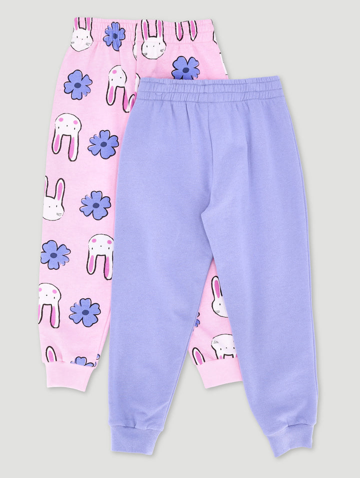 Pre-Girls 2 Pack Bunny Print Jogger - Blue/Pink