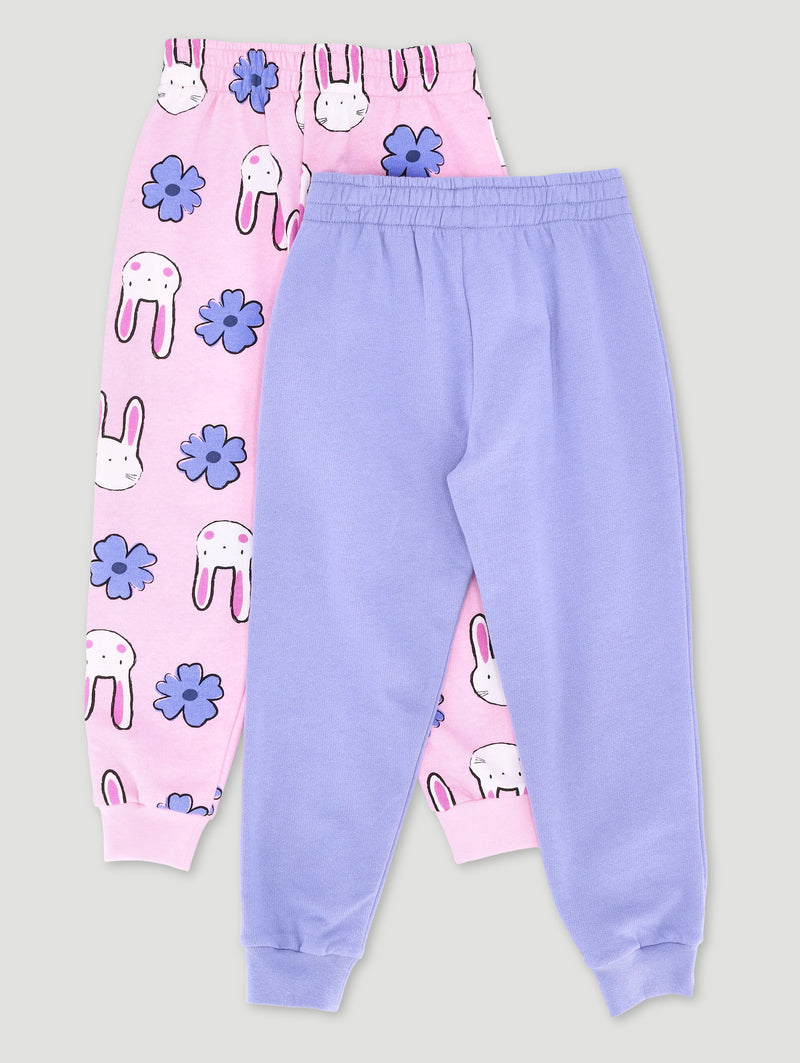 Pre-Girls 2 Pack Bunny Print Jogger - Blue/Pink