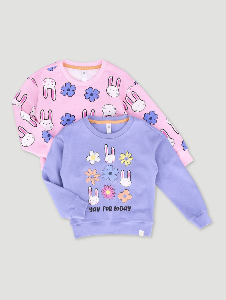 Pre-Girls 2 Pack Bunny Print Tracktop - Blue/Pink