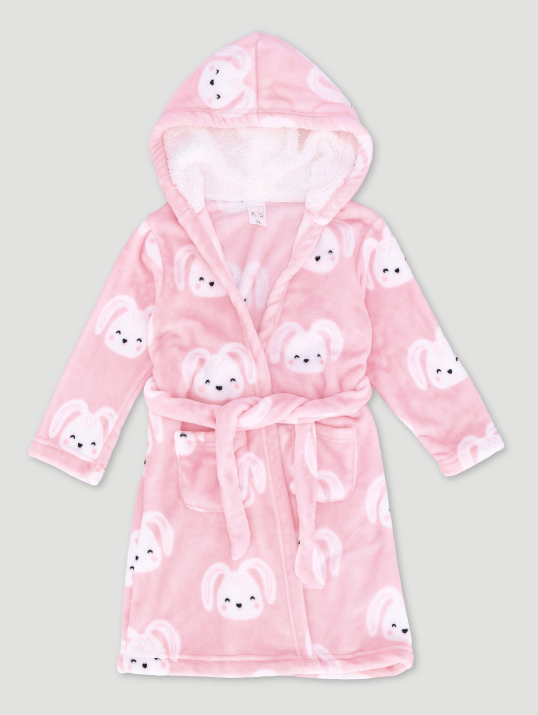 Pre-Girls Bunnies Print Sherpa Lined Gown - Pink