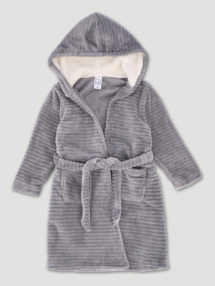 Pre-Boys Embossed Sherpa Lined Gown - Grey