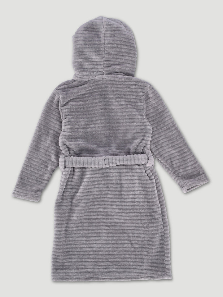 Pre-Boys Embossed Sherpa Lined Gown - Grey