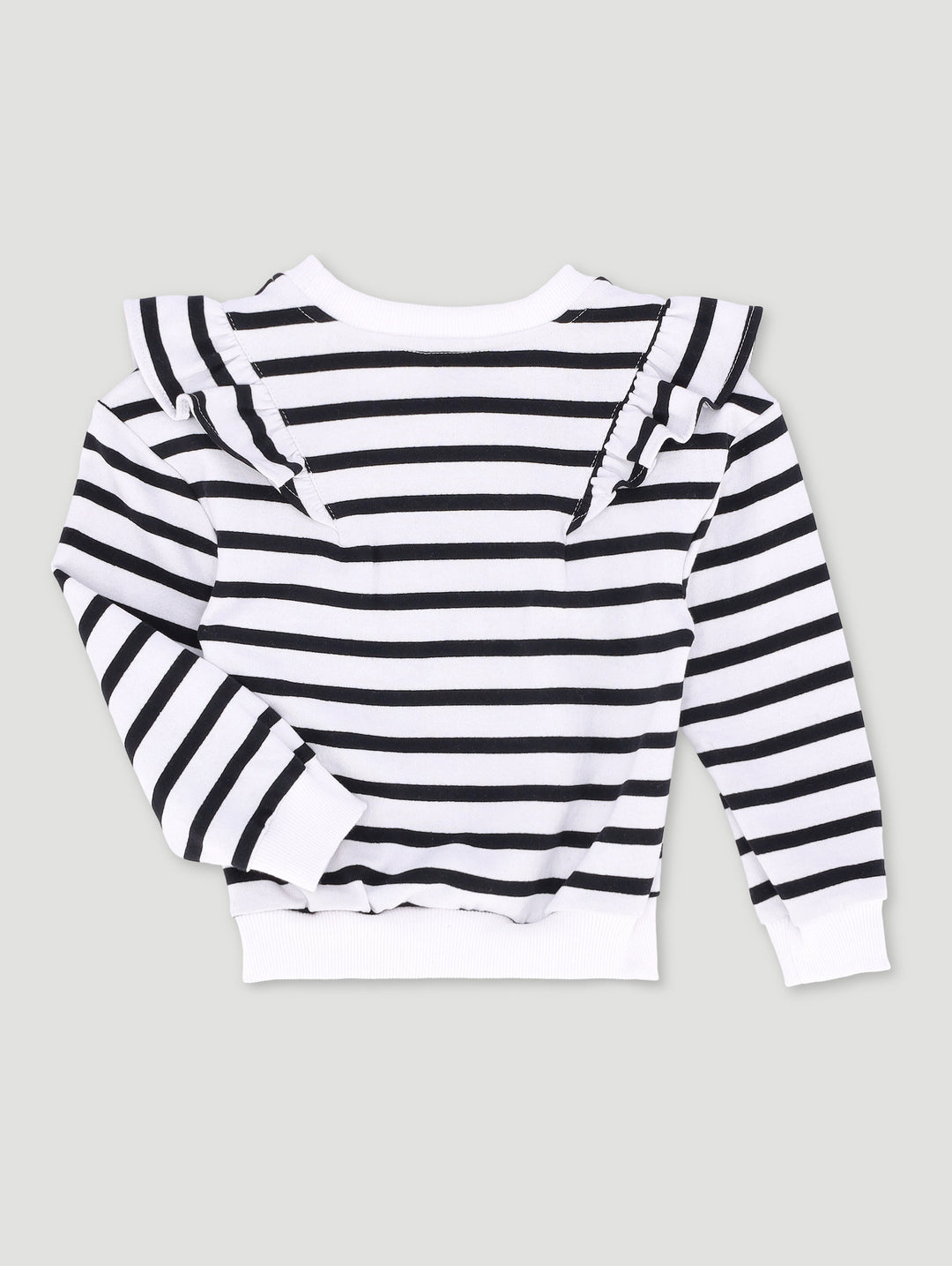 Pre-Girls Stripe Heart Track Top With Shoulder Frill - Multi