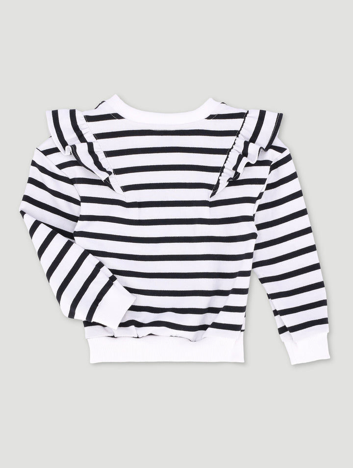 Pre-Girls Stripe Heart Track Top With Shoulder Frill - Multi