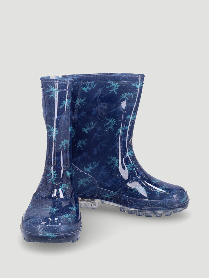 Pre-Boys Dino Lightup Wellington Boots - Navy