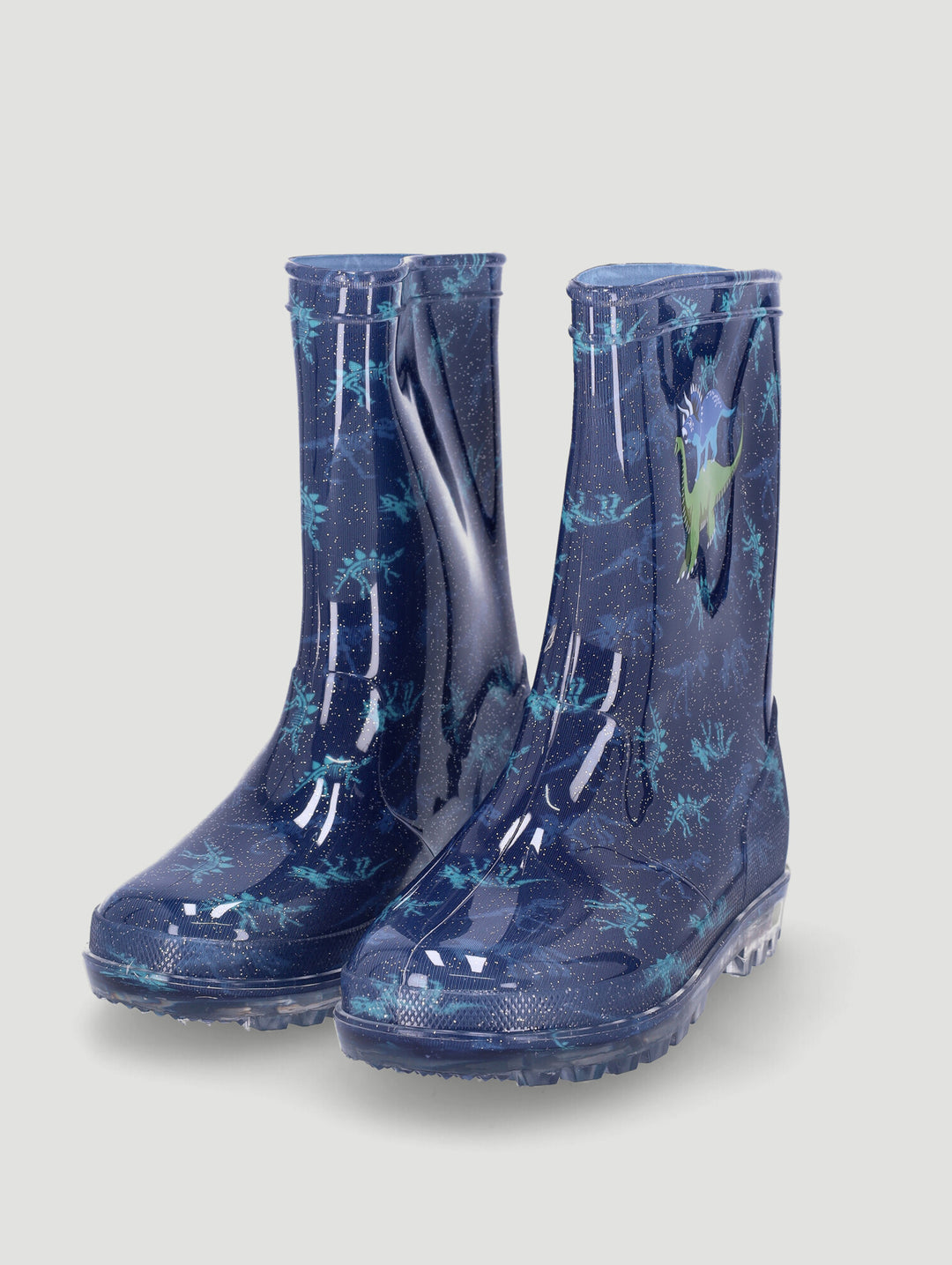 Pre-Boys Dino Lightup Wellington Boots - Navy