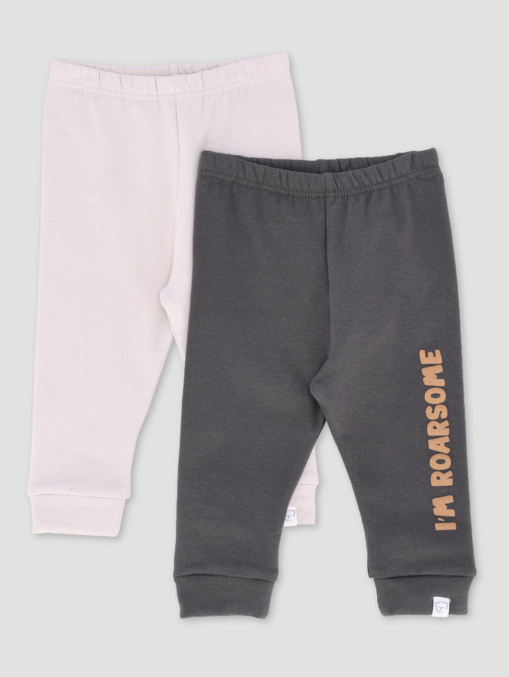 Baby Boys 2 Pack Lion Legging - Grey