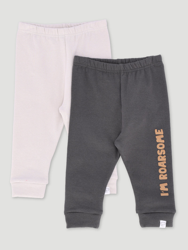 Baby Boys 2 Pack Lion Legging - Grey