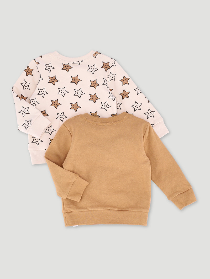 Baby Boys 2 Pack Brushed Fleece Top - Apricot