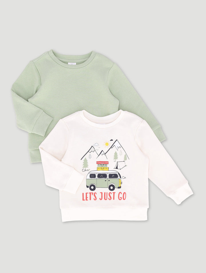 Baby Boys 2 Pack Brushed Fleece Top - Fatigue