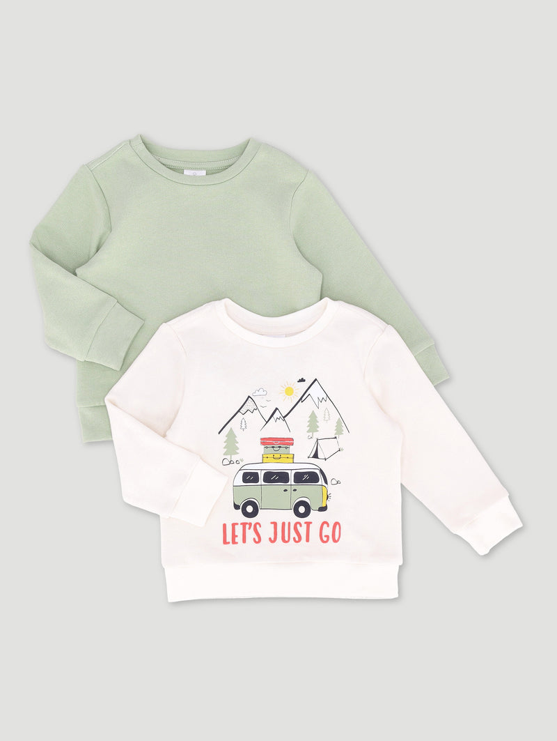 Baby Boys 2 Pack Brushed Fleece Top - Fatigue