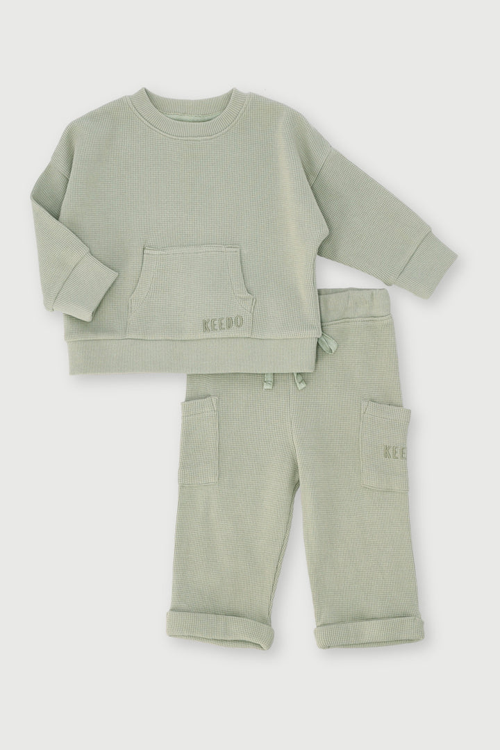 Keedo Baby Boys Waffle Knit Set - Fatigue