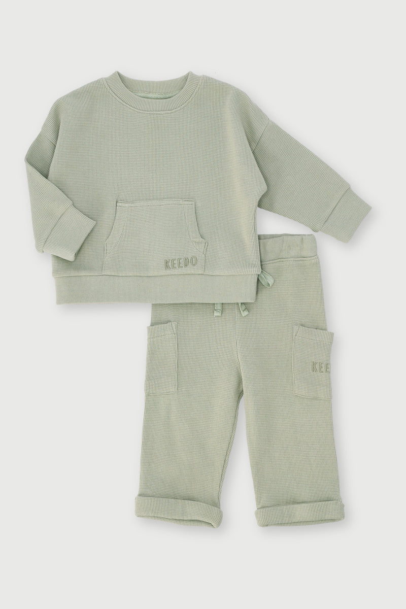 Keedo Baby Boys Waffle Knit Set - Fatigue