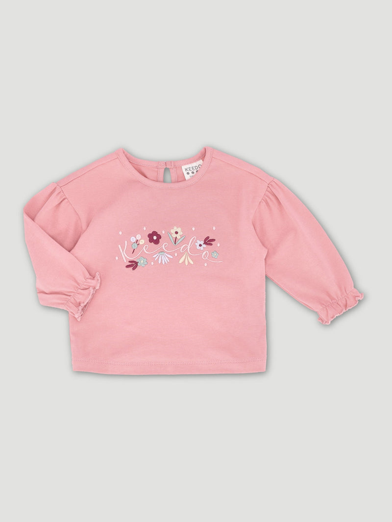 Keedo Baby Girls Floral Long Sleeve Cotton Lycra Tee