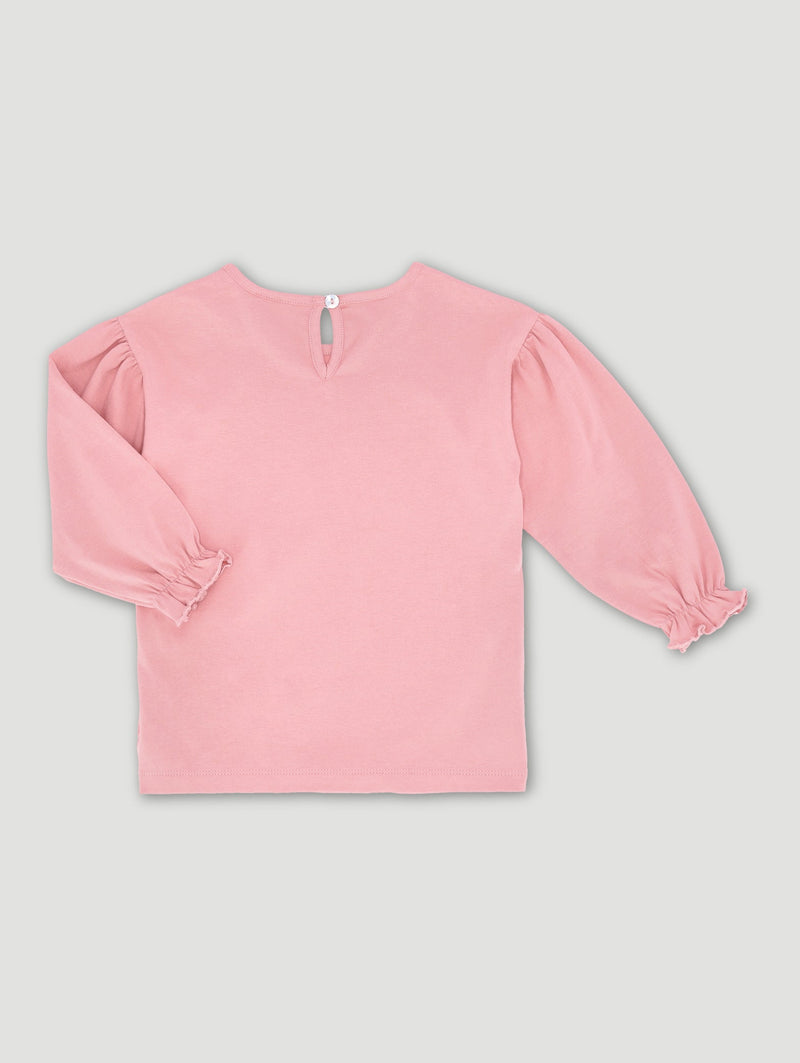 Keedo Girls Pink Floral Long Sleeve Cotton Lycra Tee