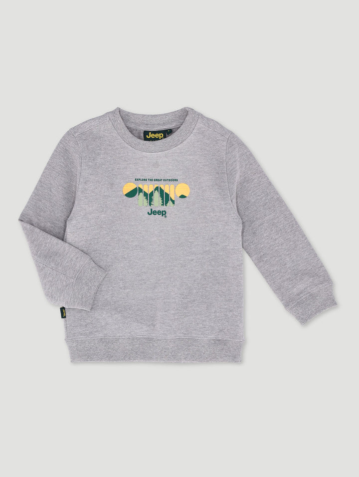 Pre-Boys Long Sleeve Landscape Crew Top - Grey