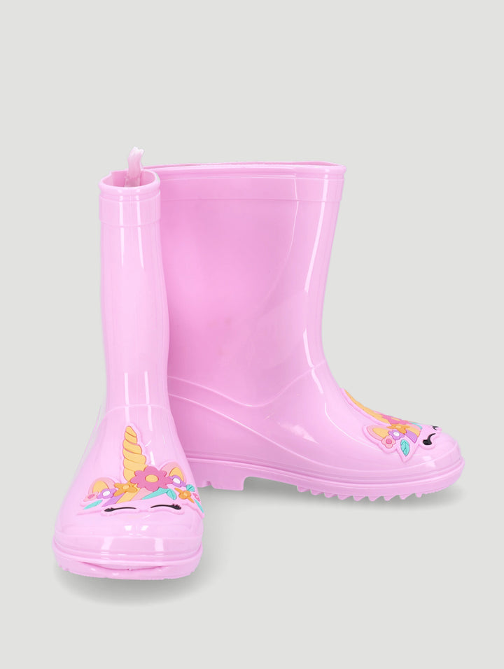 Pre-Girls Unicorn Wellington Boot - Pink