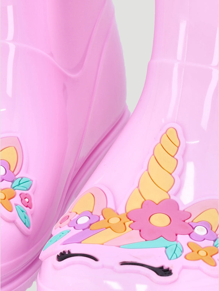 Pre-Girls Unicorn Wellington Boot - Pink