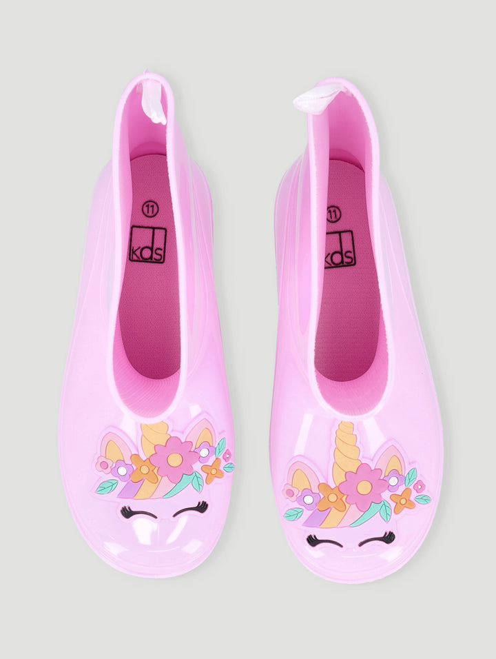 Pre-Girls Unicorn Wellington Boot - Pink