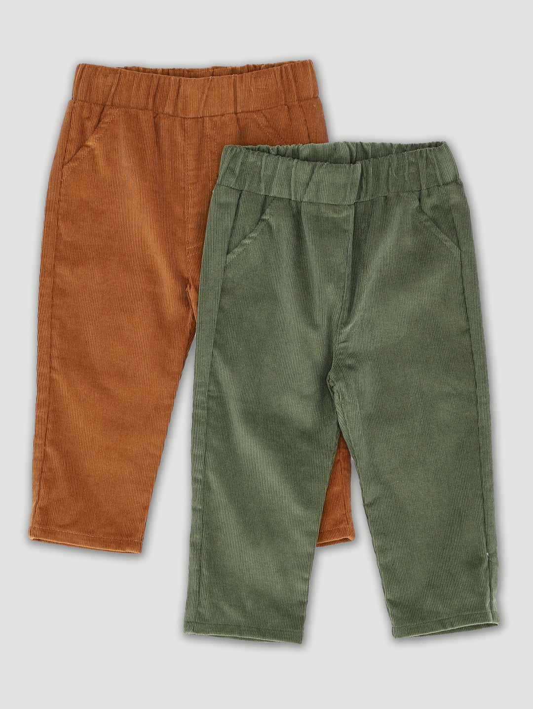 Baby Boys 2 Pack Corduroy Bottoms - Olive/Brown