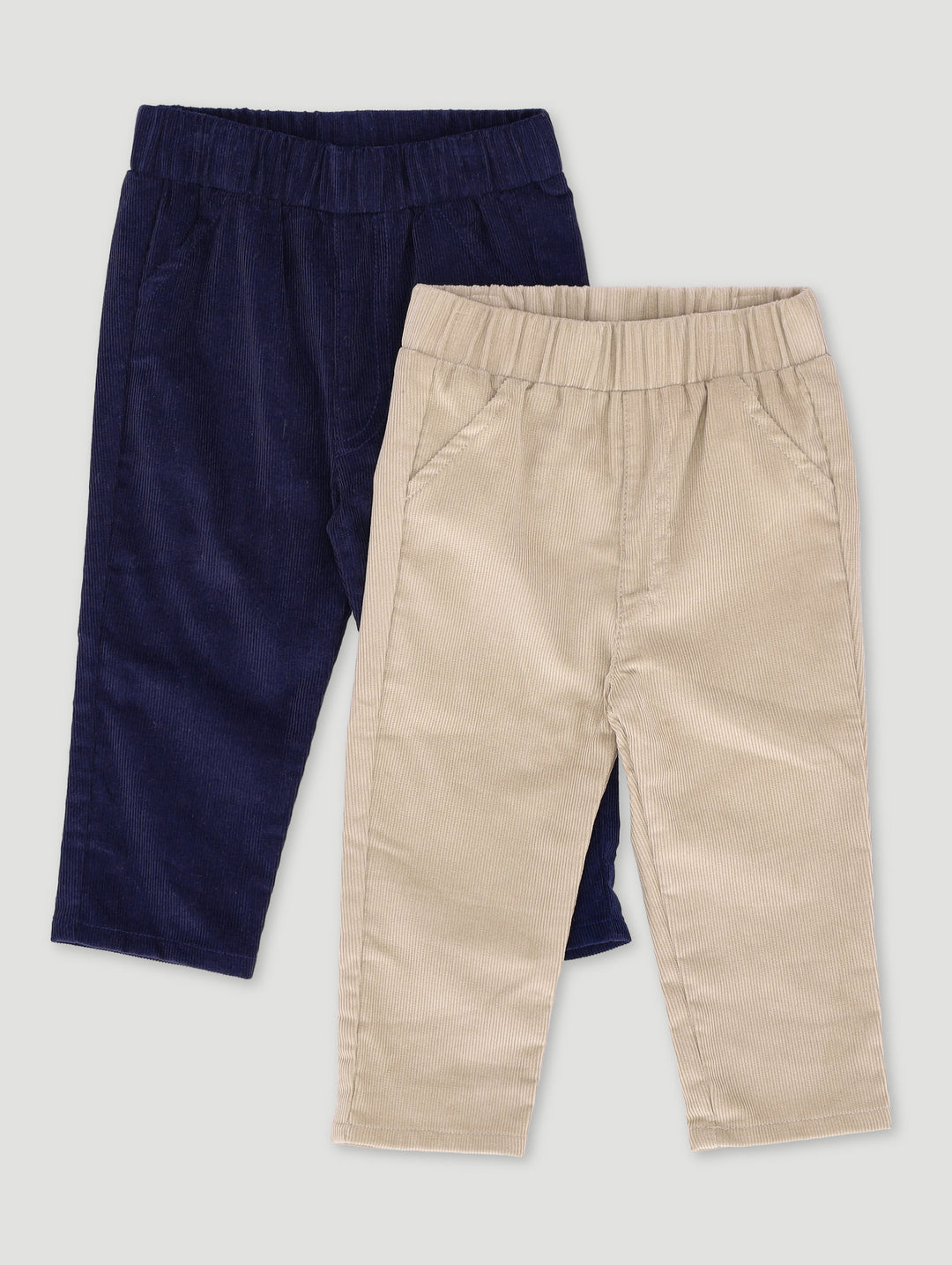 Baby Boys 2 Pack Corduroy Bottoms - Stone/Navy