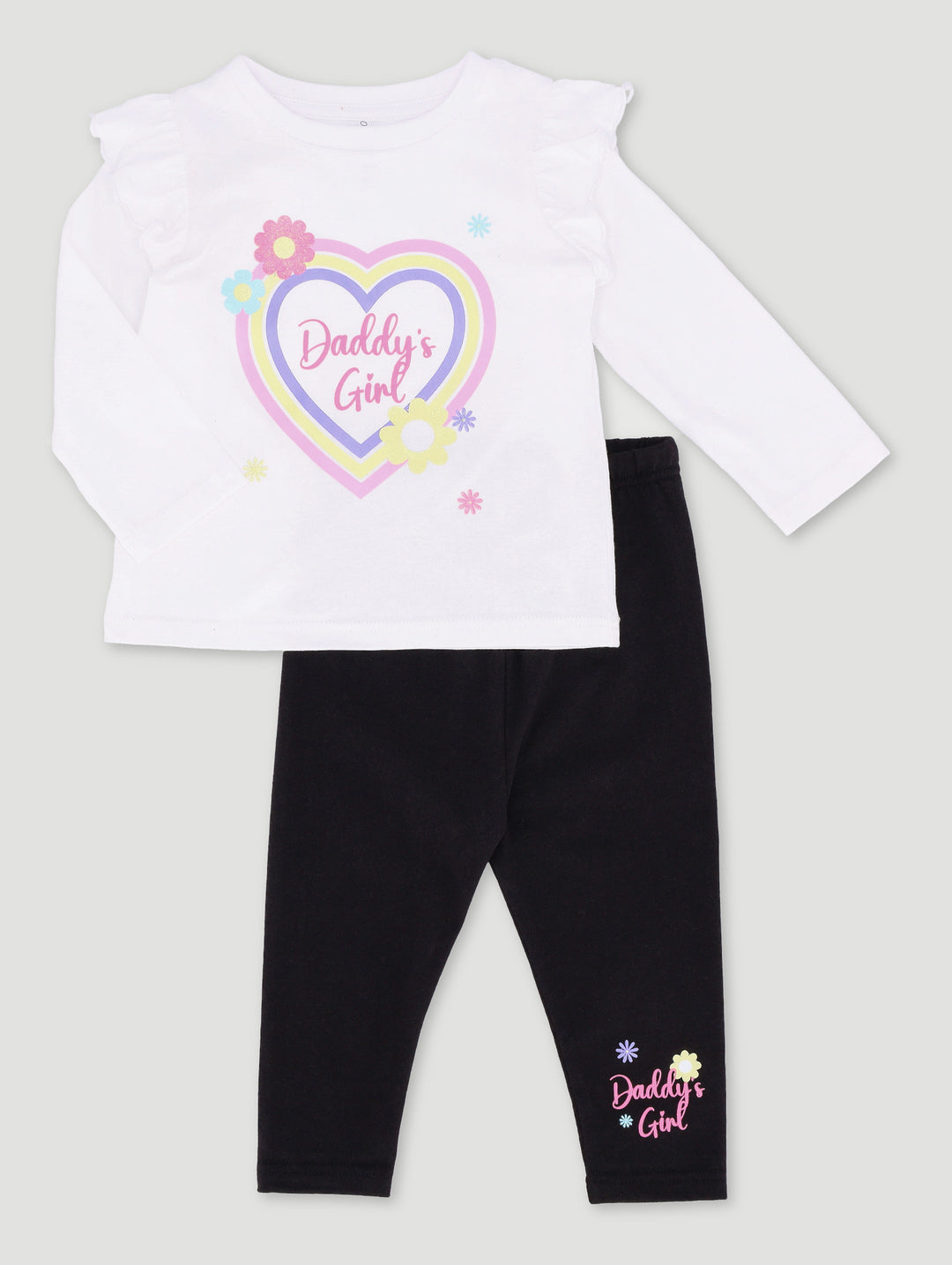 Baby Girls Daddy'S Girl Top & Legging Set - White/Black