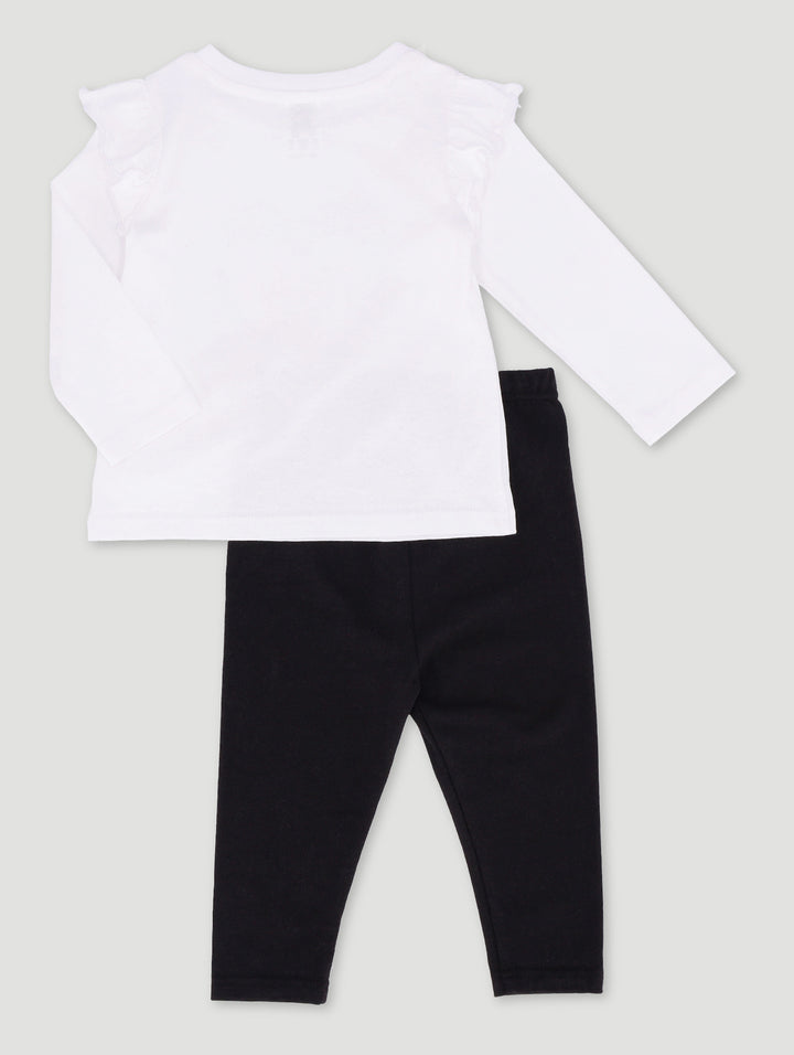 Baby Girls Daddy'S Girl Top & Legging Set - White/Black