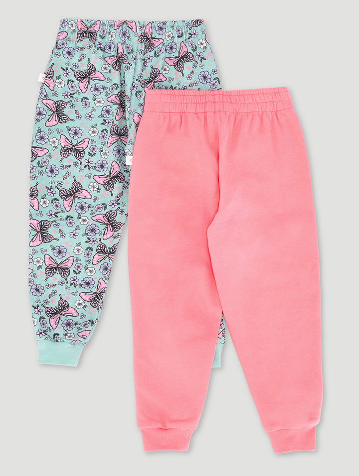 Pre-Girls 2 Pack Butterfly Print & Plain Joggers - Multi
