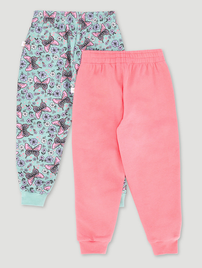 Pre-Girls 2 Pack Butterfly Print & Plain Joggers - Multi