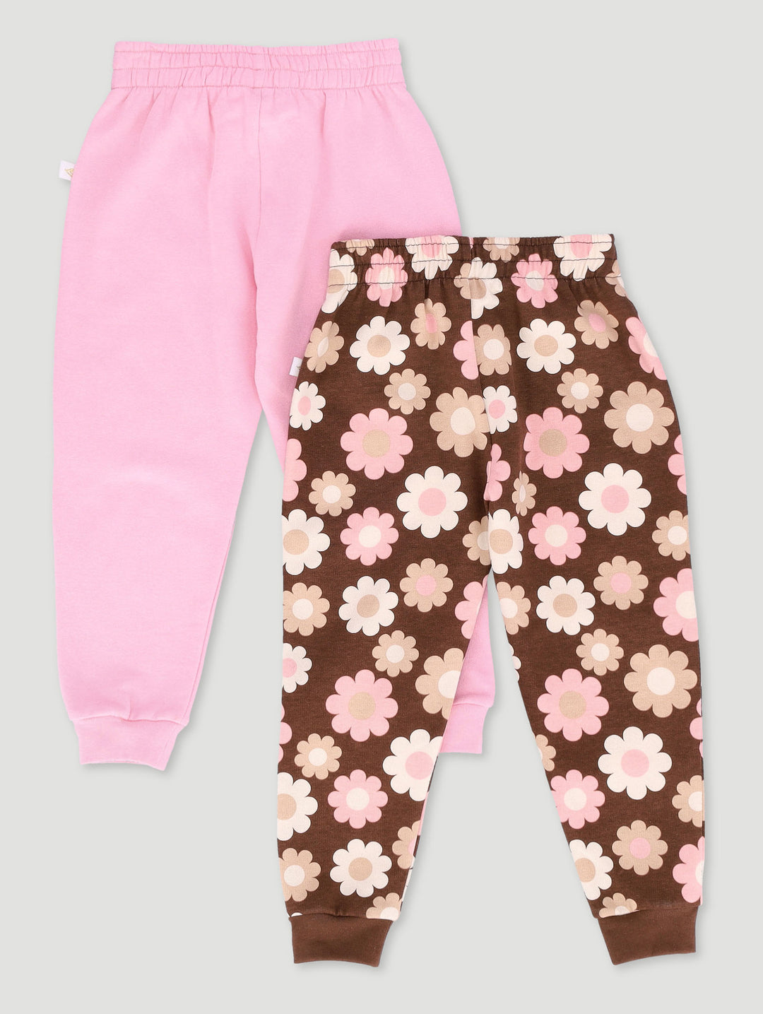 Pre-Girls 2 Pack Floral Print Trackpants - Brown/Pink